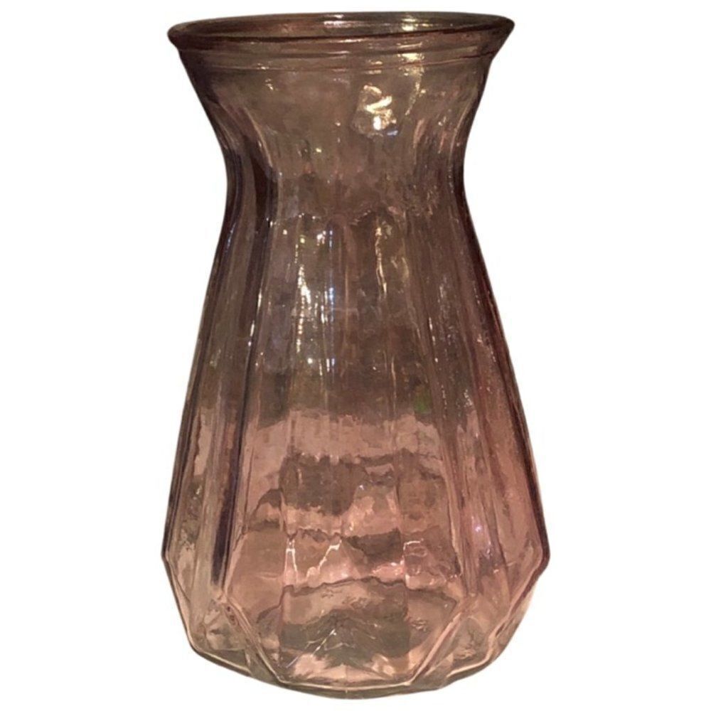 Transparent Pink Geometric Cut Vase